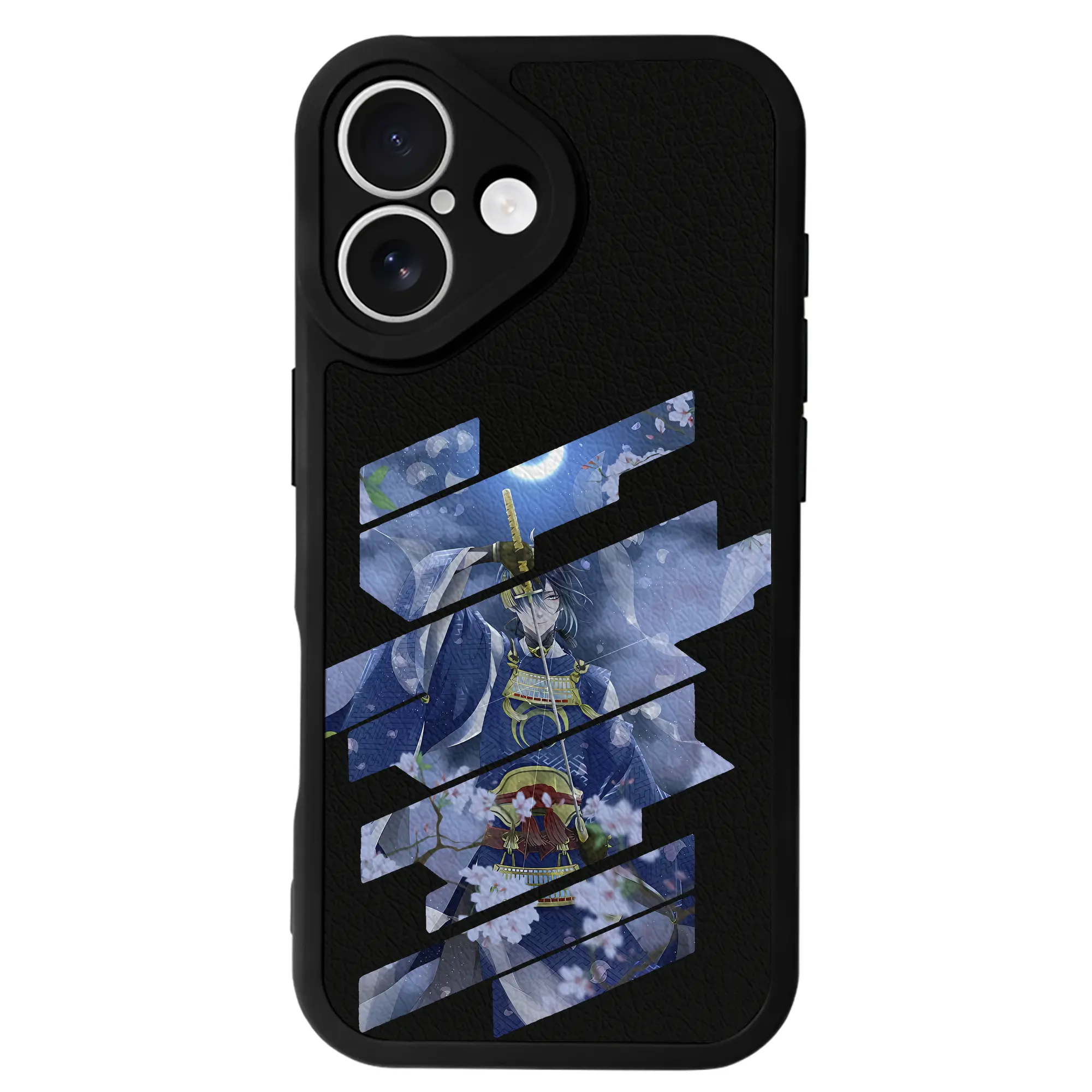 刀剣乱舞 グッズ,三日月宗近 - IPhone 16シリーズ対応 ・ シリコンスマホケース ・ レザー調 ・ 高精度フィット ・ 耐衝撃 ・ ワイヤレス充電対応 ・ 精密カット